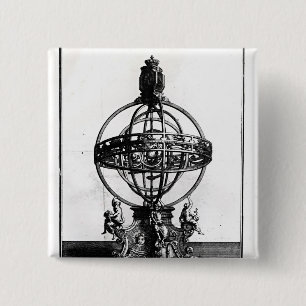 An Armillary Sphere of the Copernican System 15 Cm Square Badge