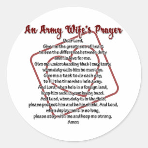 An Army Wife's Prayer Classic Round Sticker
