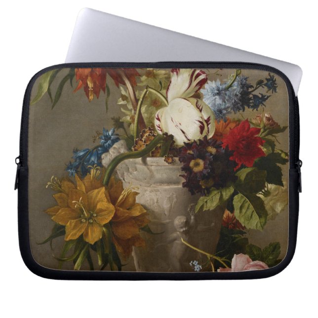 An Arrangement with Flowers, 19th century Laptop Sleeve (Front)