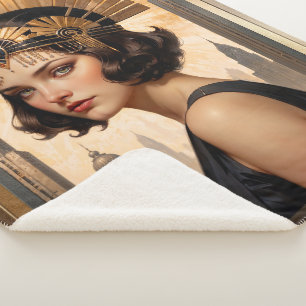 An Art Deco Damsel AI Concept Art by Xzendor7 Sherpa Blanket