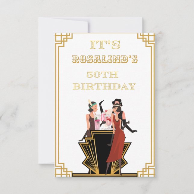 An Art Deco Themed 50th Birthday  Invitation (Front)