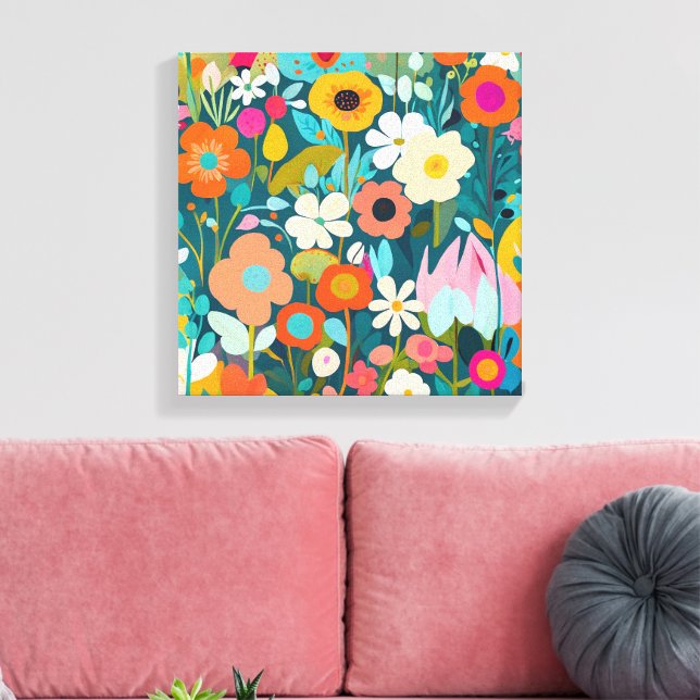 An art piece of blooming garden,with vibrant colou canvas print (Insitu(LivingRoom))