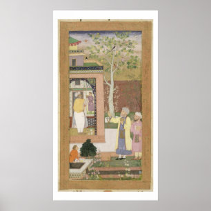 An artist decorating the interior of a garden pavi poster