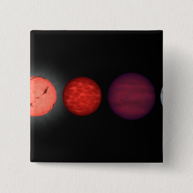 An artist's rendition comparing brown dwarfs 15 cm square badge (Front)