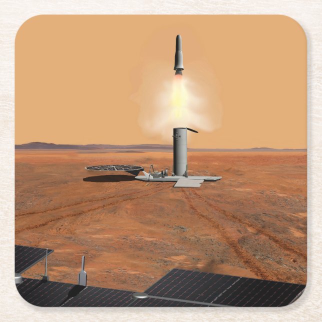 An Ascent Vehicle Leaving Mars. 2 Square Paper Coaster (Front)