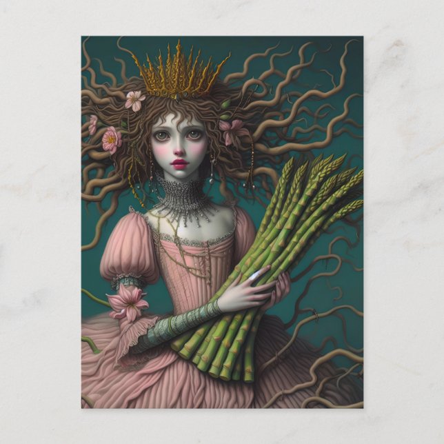 An asparagus fairy postcard (Front)