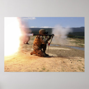 An assaultman fires a Rocket Propelled Grenade Poster