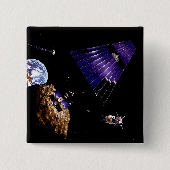 An asteroid mining mission 15 cm square badge (Front)