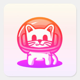 An Astronaut Cute Cat Square Sticker