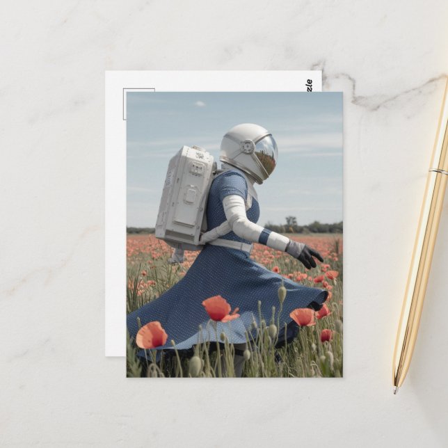  an astronaut in a poppy field postcard (Front/Back In Situ)