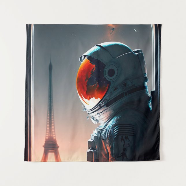 An astronaut in Paris  Tapestry (Front)
