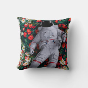 An astronaut in the Flowers  Cushion