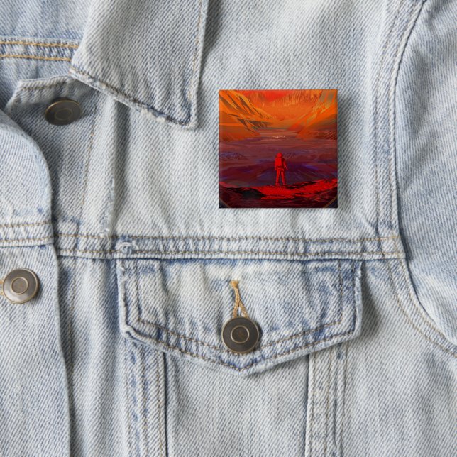 An Astronaut On Mars 15 Cm Square Badge (In Situ)