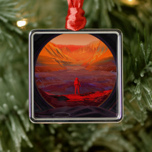 An Astronaut On Mars Metal Tree Decoration