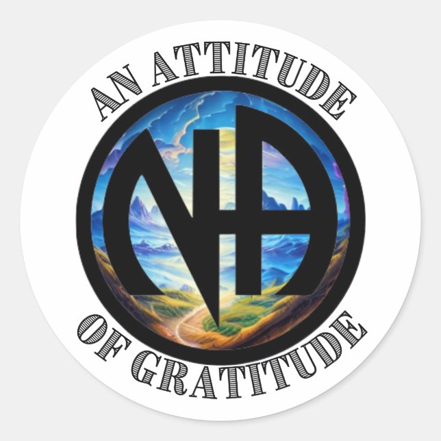 An Attitude of Gratitude - NA Narcotics Anonymous Classic Round Sticker (Front)
