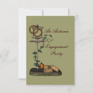 "An Autumn Engagement Party" Street Sign/Wreaths Invitation