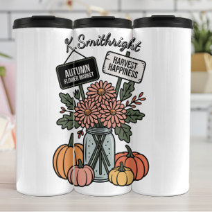 An Autumn Flower Market and Pumpkin Thermal Tumbler