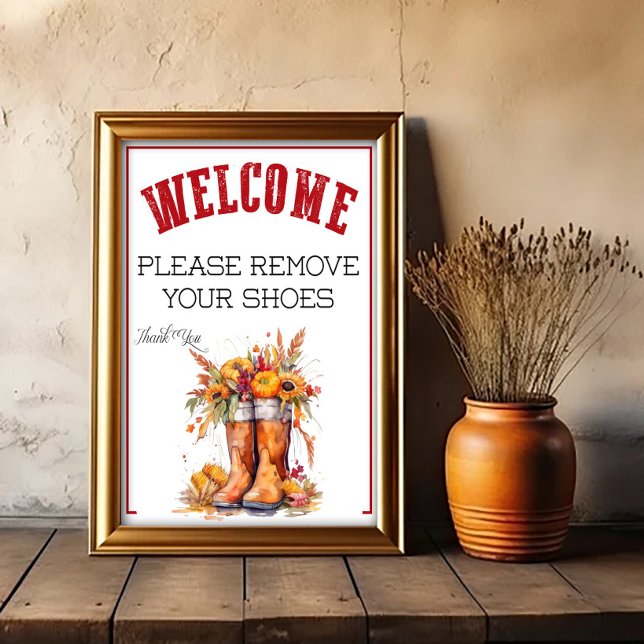 An Autumn Themed Please Remove Shoes Sign (Creator Uploaded)