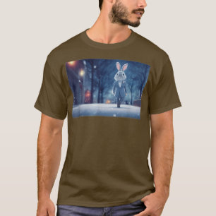 An Awe Inspiring Cute Bunny In A Suit Walking In T T-Shirt