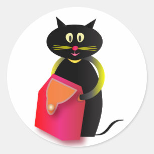 An awesome cat and its bag. classic round sticker
