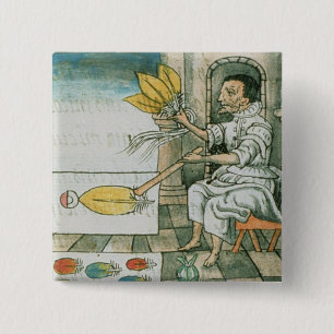 An Aztec feather artisan 15 Cm Square Badge