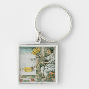 An Aztec feather artisan Key Ring