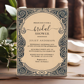 An Celtic Nordic Fun Mediaeval Scroll Bridal Showe Invitation