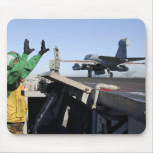 An EA-6B Prowler launches from the flight deck Mouse Mat
