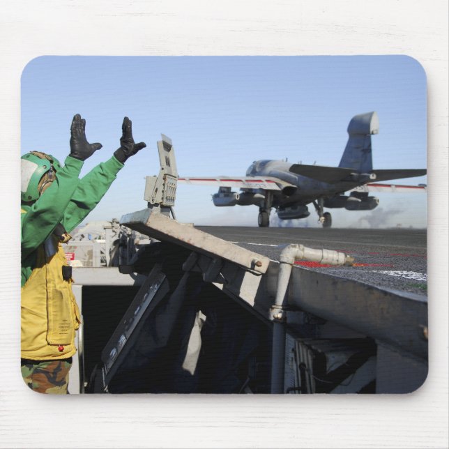 An EA-6B Prowler launches from the flight deck Mouse Mat (Front)