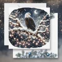 An Eagle atop a Snow filled Branch Christmas