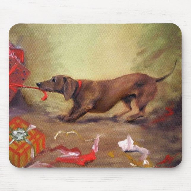 An Early Christmas - or Bad Dachshund Dog :) Mouse Mat (Front)