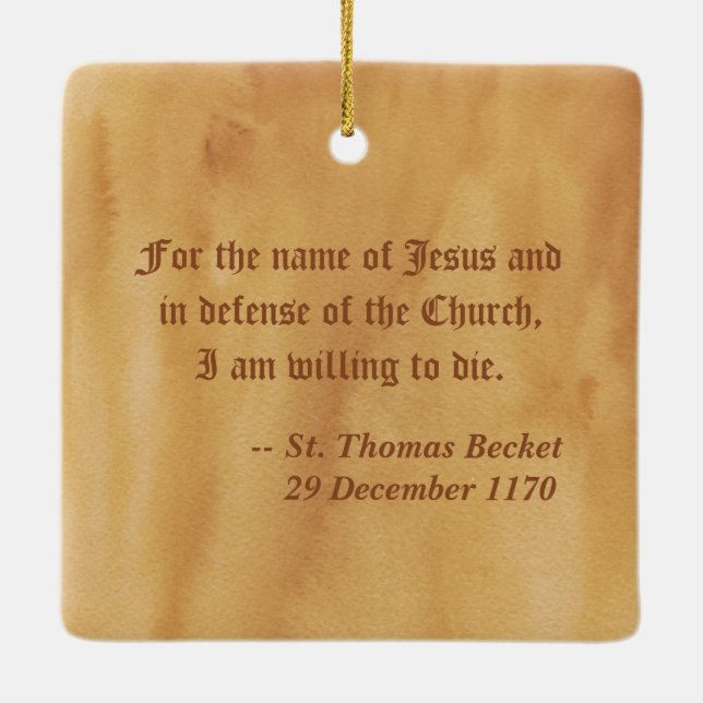 An Early Martyrdom of St. Thomas Becket in Art Ceramic Ornament (Back)