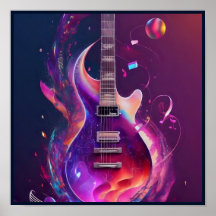 An Electric Guitar with Musical Notes Coming Out o