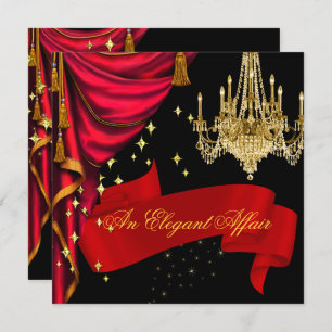 An Elegant Affair Red Gold Chandelier Corporate Invitation