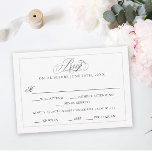 An Elegant Affair Wedding RSVP with Entree Choices Card