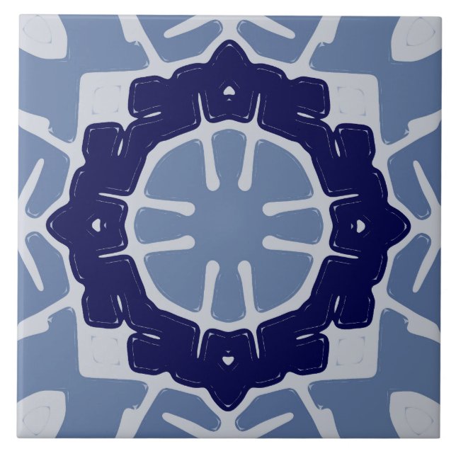 An elegant blue colour classic design ceramic tile (Front)