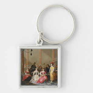 An Elegant Company at Music Before a Banquet Key Ring
