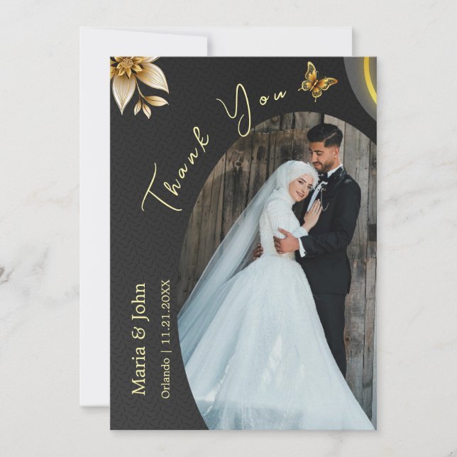 An Elegant Custom Wedding Photo Thank You Card (Front)