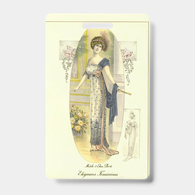 An elegant Fashion Plate Personalised Bookmark  ID Badge (Front)