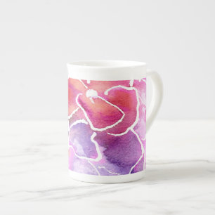 An Elegant Floral Pink and Mauve Bone China Mug