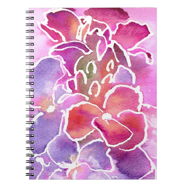 An Elegant Floral Pink and Mauve Spiral Notebook (Front)