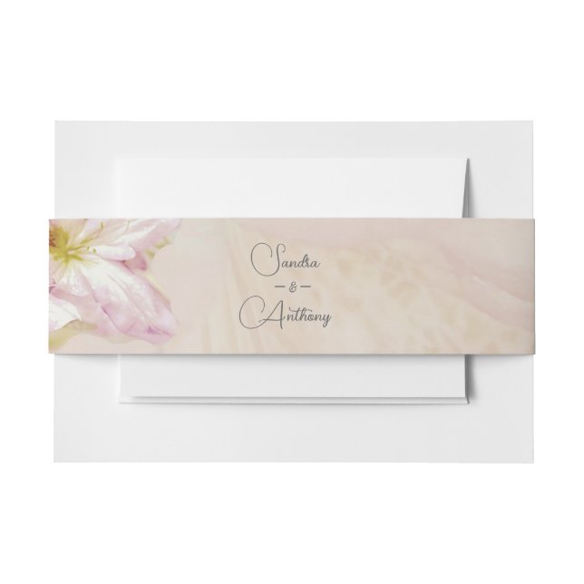 An elegant floral rose gold wedding  invitation belly band (Front Example)