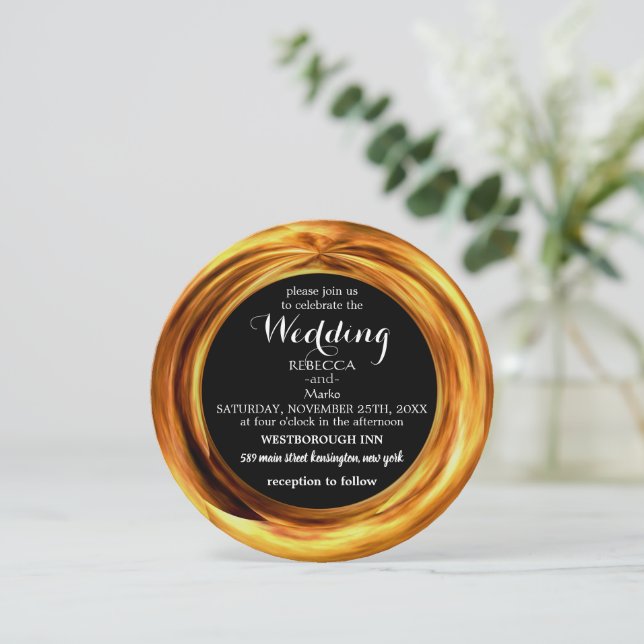 An elegant gold ring invitation (Standing Front)