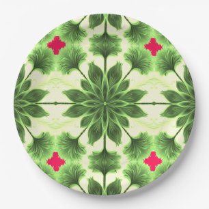 An elegant green red classic design paper plate