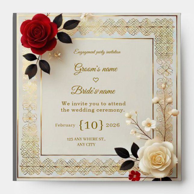 An elegant invitation that signifies luxury and so envelope (Front)