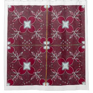 An elegant magenta colour floral pattern shower curtain