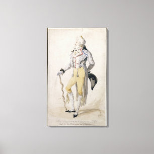 An Elegant Male Figure, 1793 (pencil and w/c on pa Canvas Print