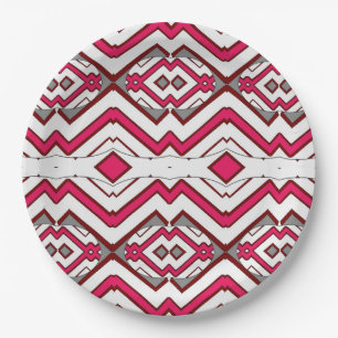 An elegant multiple colour zigzag pattern  paper plate
