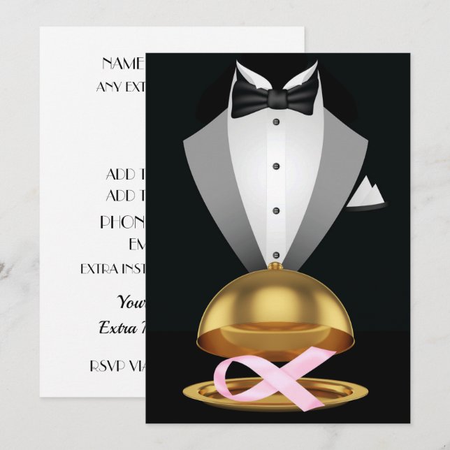 An Elegant Pink Ribbon Cancer Awareness Event Invitation (Front/Back)