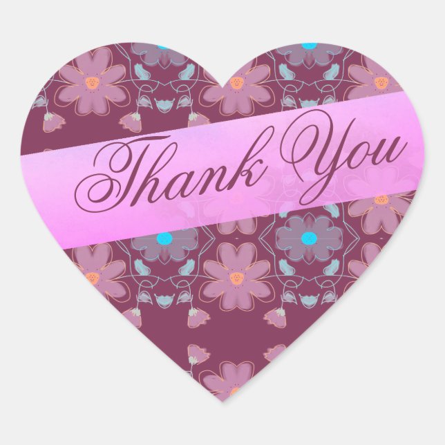 An Elegant Thank You Heart Heart Sticker (Front)